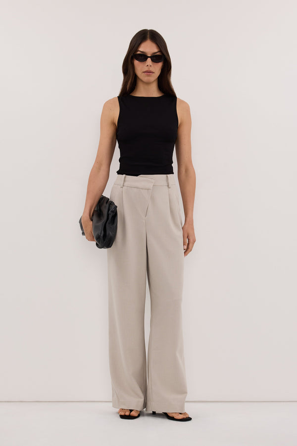 Calça Vida Taupe com Cós Assimétrico