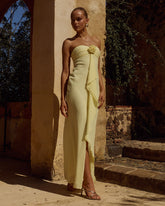 Vestido Longo Fiora Tomara que Caia Amarelo Manteiga